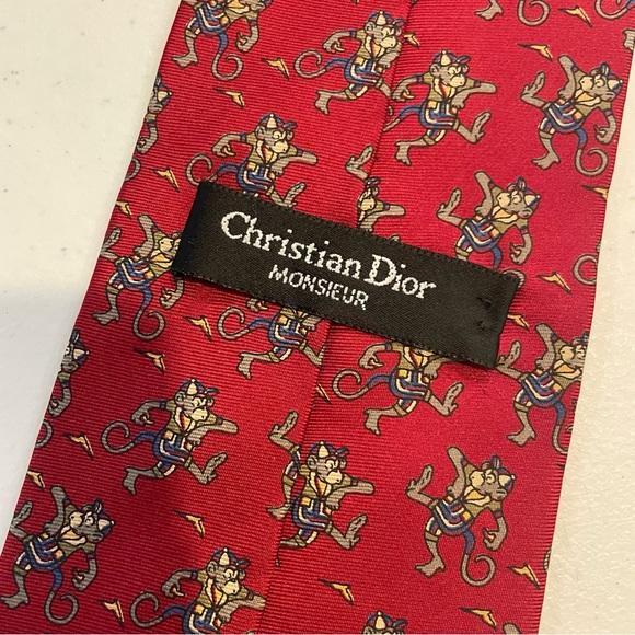 Dior Other - Christian Dior monsieur silk vintage monkey print necktie